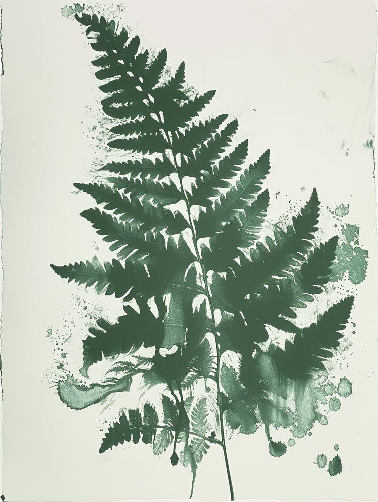 Green Ink Painting Of A Blue Star Fern 4