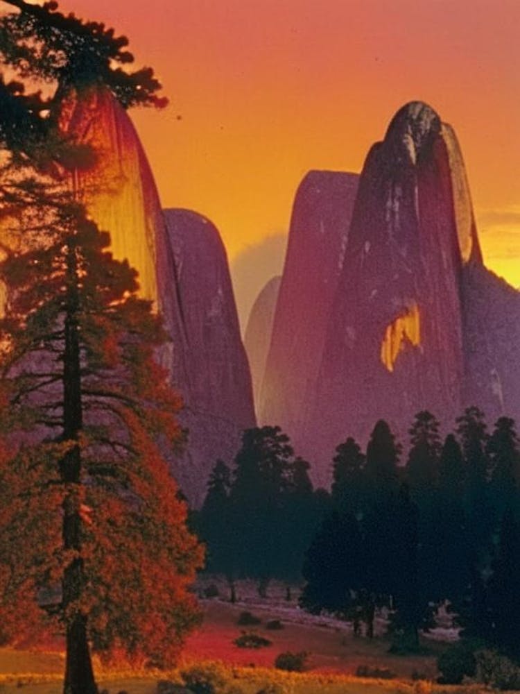 Yosemite Natural Park At Sunset