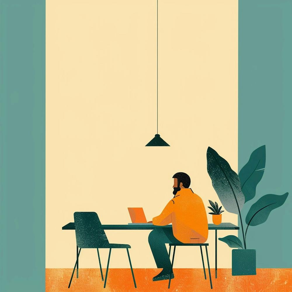 Illustration Of A Man Working At A Desk