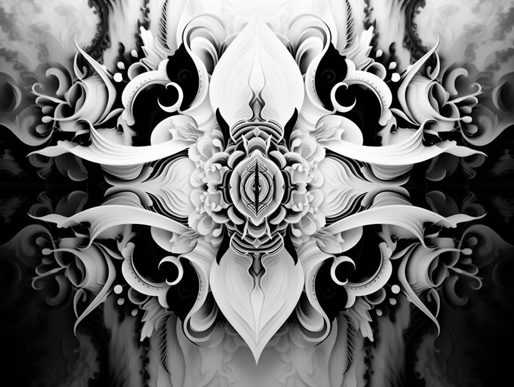 Surreal Symmetry Abstract Black And White 1