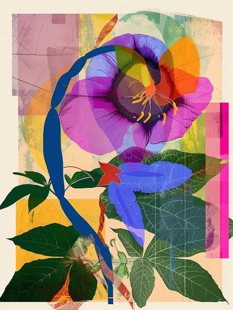 Morning Glory 1 Neon Flower Collage