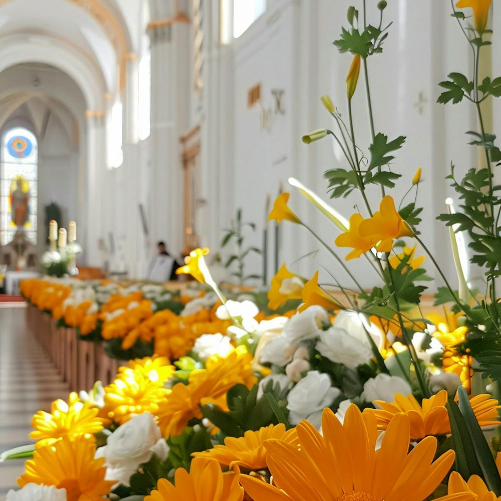 Fleurs dans une église