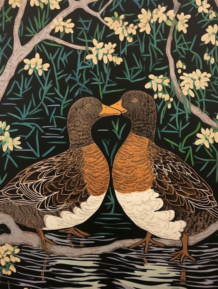 Art Nouveau Birds Poster Duck 1