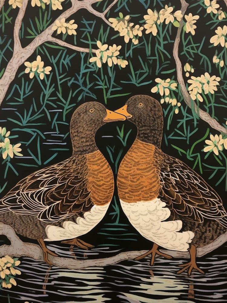 Art Nouveau Birds Poster Duck 1