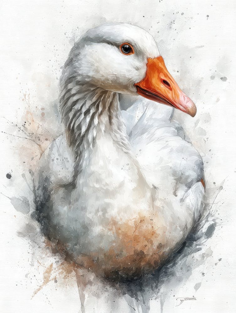 Aihrgdesign Isolated Watercolor Painting Of Birds Goose With 8