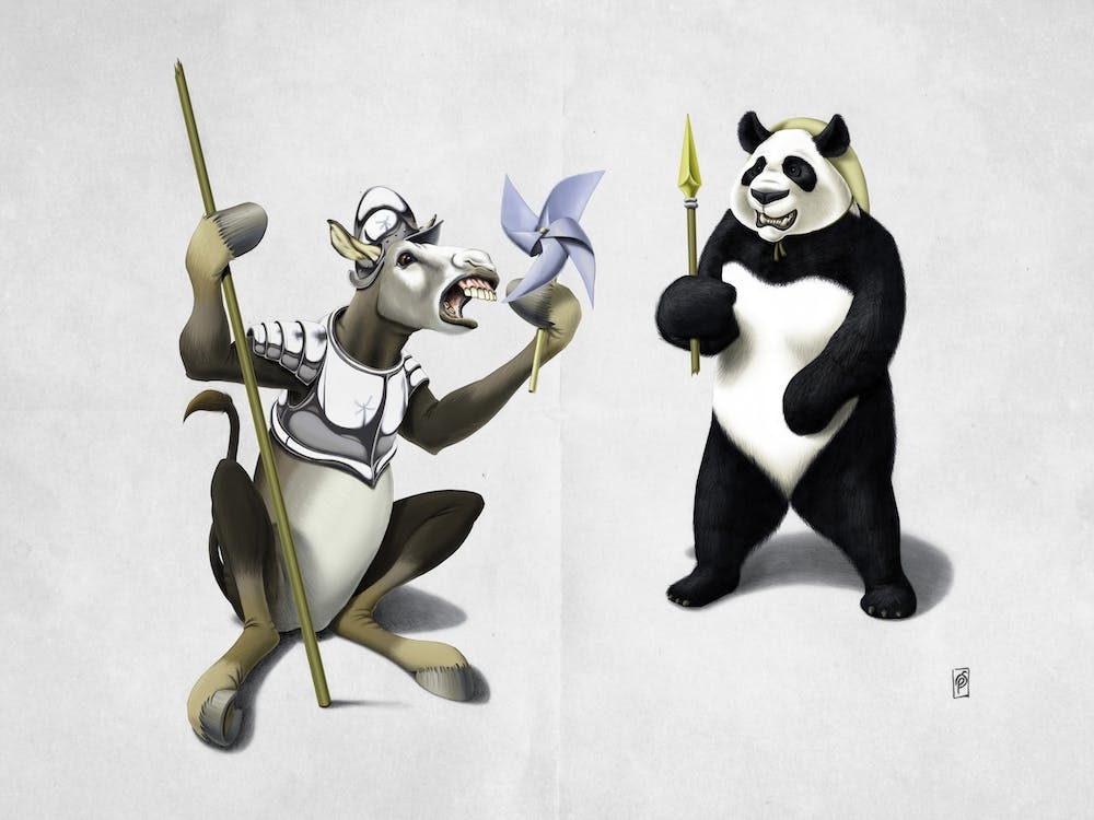 Donkey Xote and Sancho Panda (Wordless)