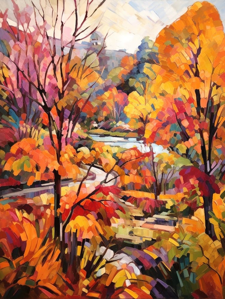 Autumn Gardens Painting Montreal Botanical Garden Canada