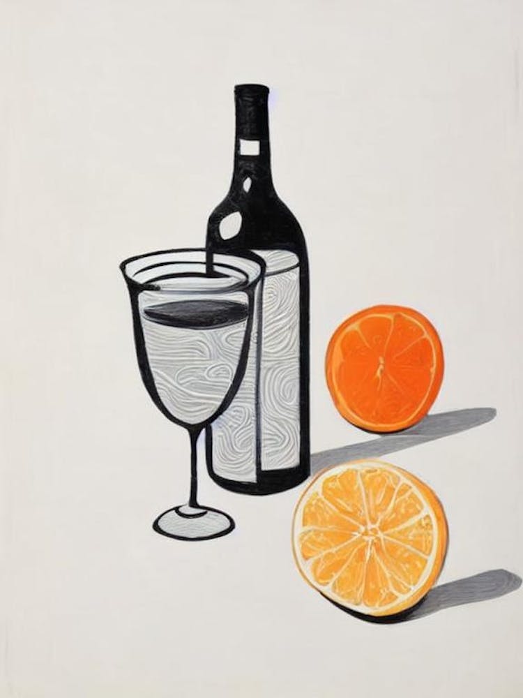 Fuzzy Navel Picasso Line Drawing Cocktail Poster