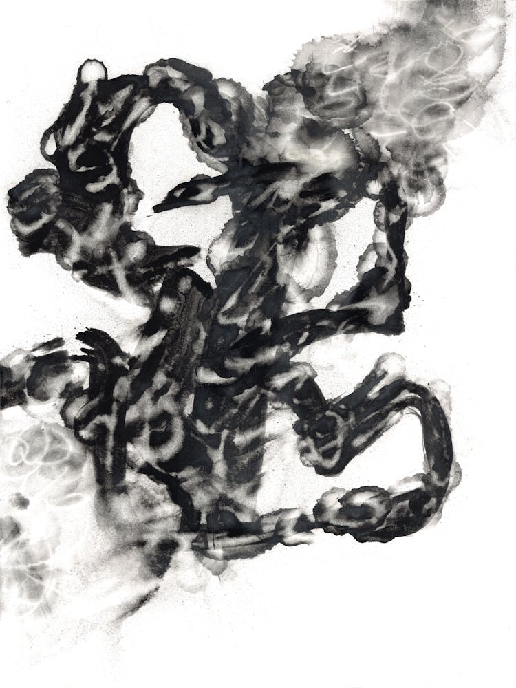 Modern Abstract Oil Painting - Black And White - Chain - Set of 15