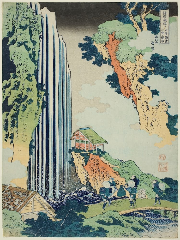 The Waterfall At Ono On The Kisokaidō Road (1832) , Katsushika Hokusai