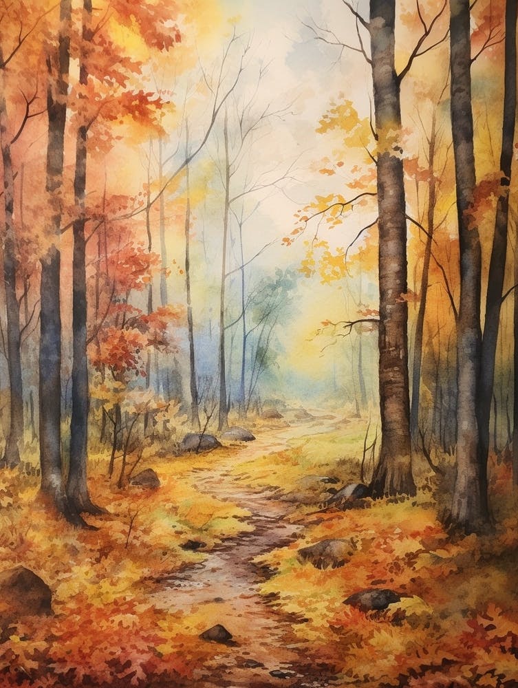 Autumn Forest Landscape Bialowieza Forest Poland 1