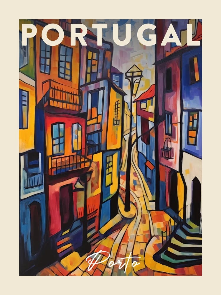 Porto Portugal 3 Fauvist Painting Travel Poster