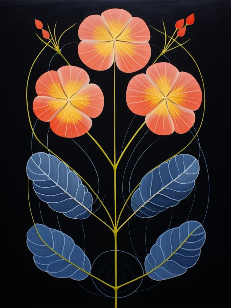 Flax Flower 2 Hilma Af Klint Inspired Flower Illustration