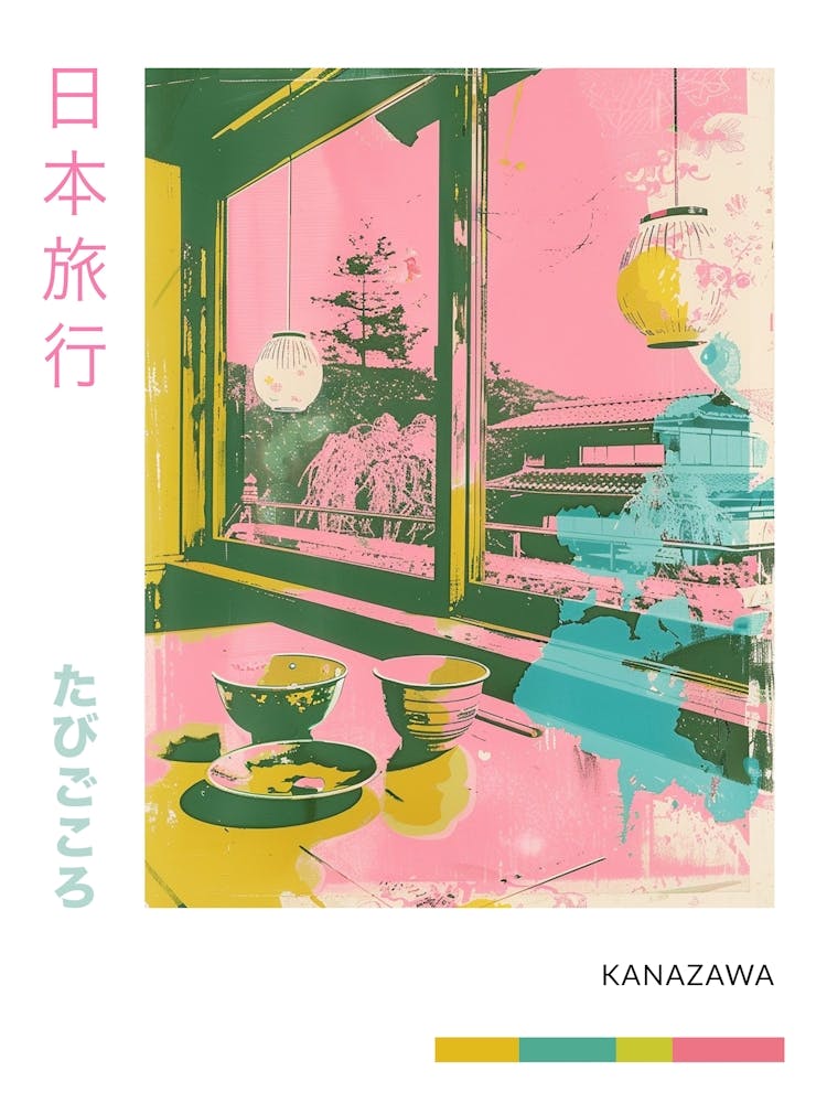 Kanazawa Japan Duotone Silkscreen Poster 6 Art Print by Japan