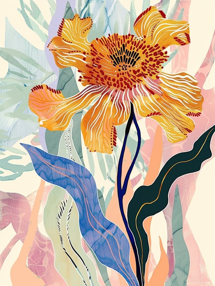 Colourful Flower Illustration Marigold 2