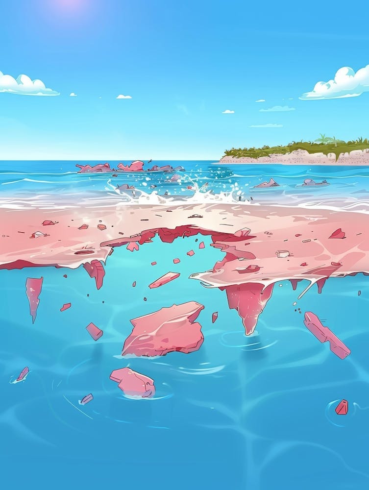 Pink Sand Beach Vector Illustration