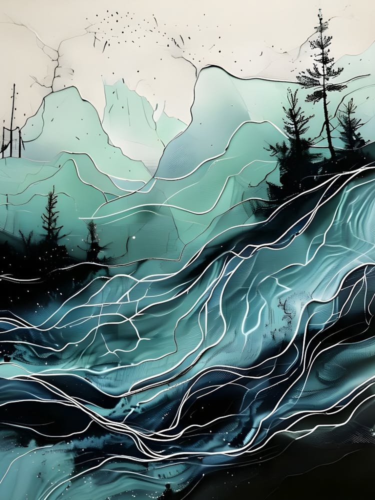 Darck color Acrylic Line Nature Art (2) (1)