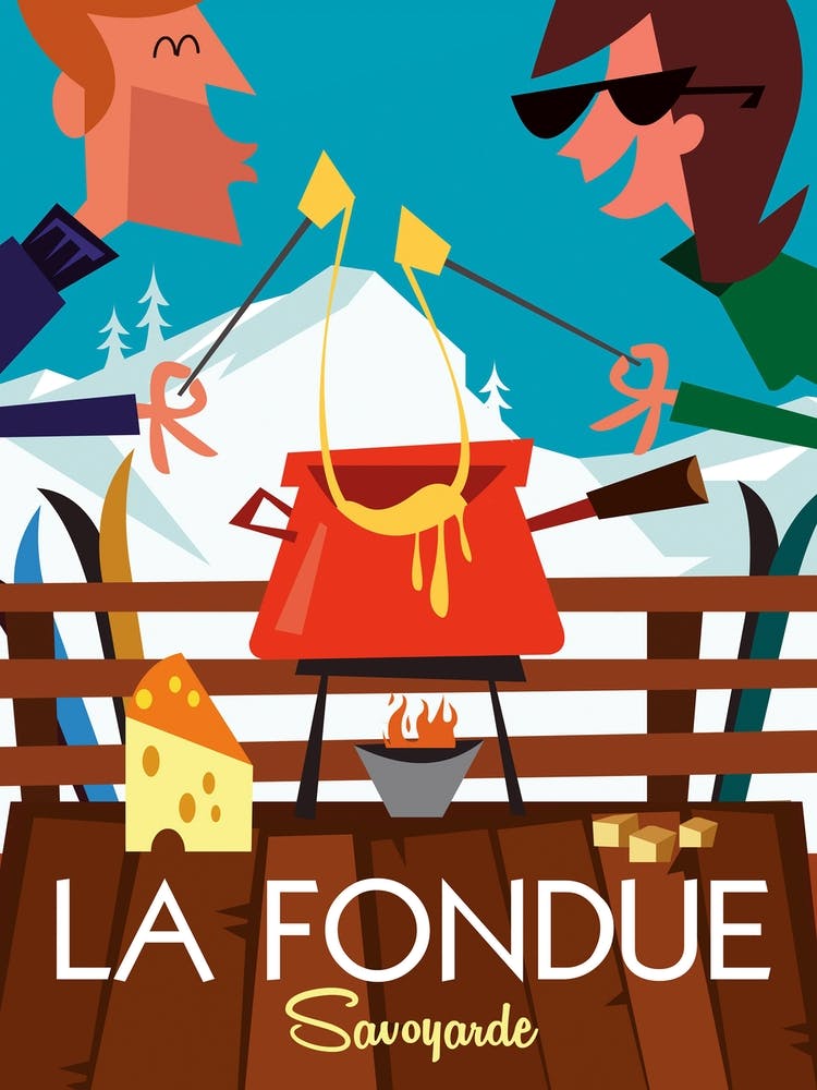 La Fondue Poster Blue & Brown