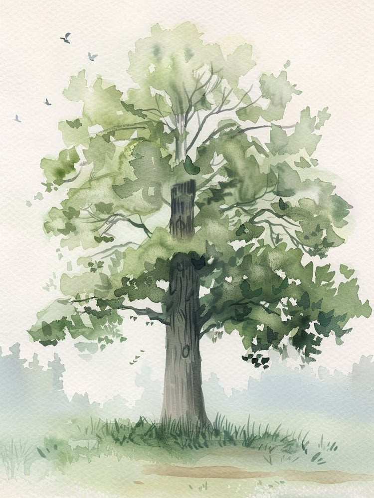 Sycamore Tree Atmospheric Watercolour Painting 1
