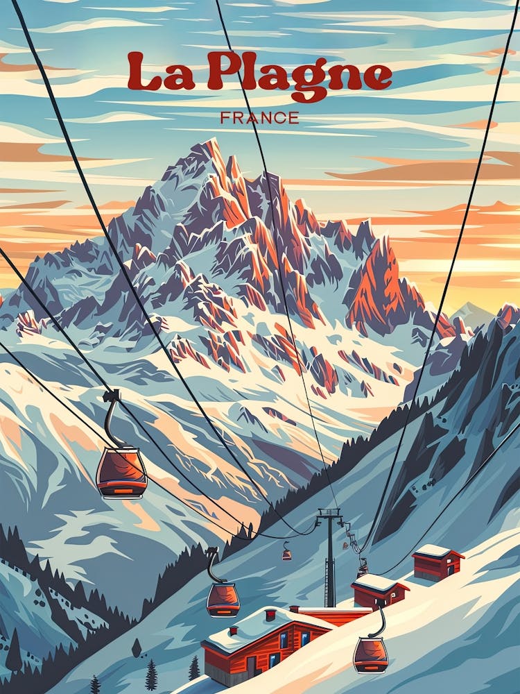 La Plagne France Sunset Digital Travel Art