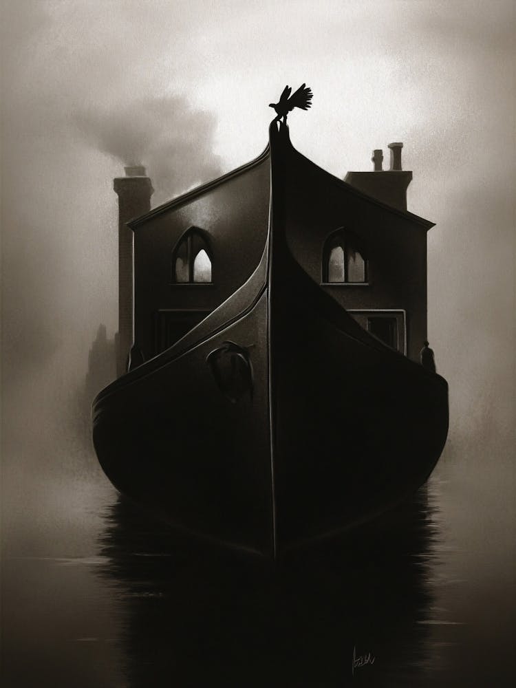 Dunkles Fantasy-Boot Im Nebel 1