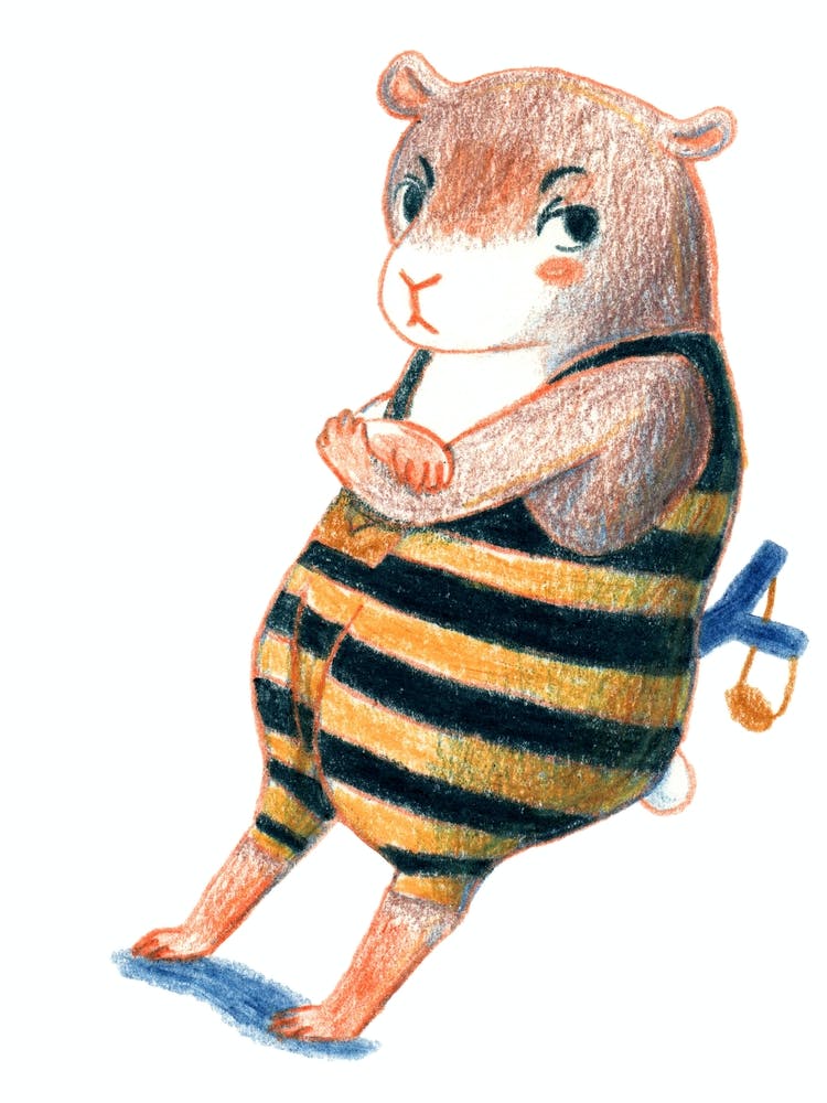 Grumpy Hamster Boy with Slingshot