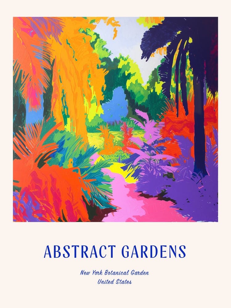 Colourful Gardens New York Botanical Garden Usa 3 Blue Poster