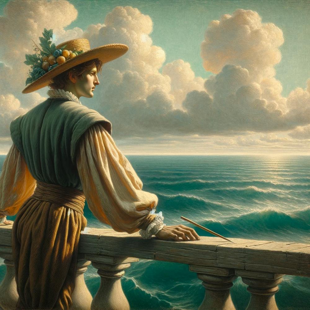Renaissance Man Looking At The Ocean