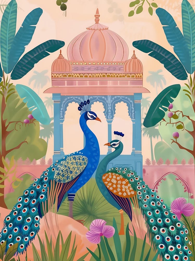 Peacocks In The Garden