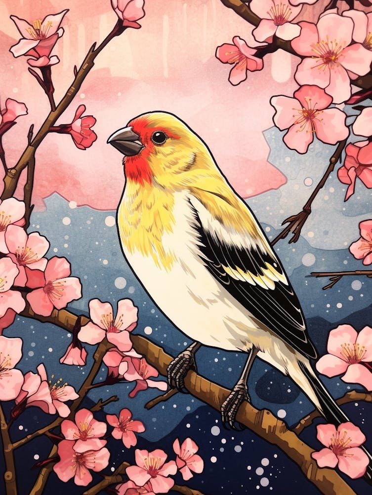 Bird Illustration American Goldfinch 2