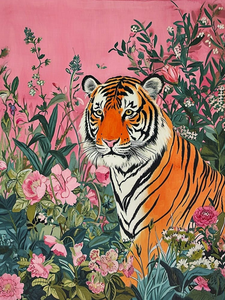 Floral Animal Painting Tiger 5