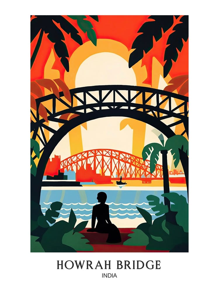 Howrah Bridge India Colourful 4 Travel Poster