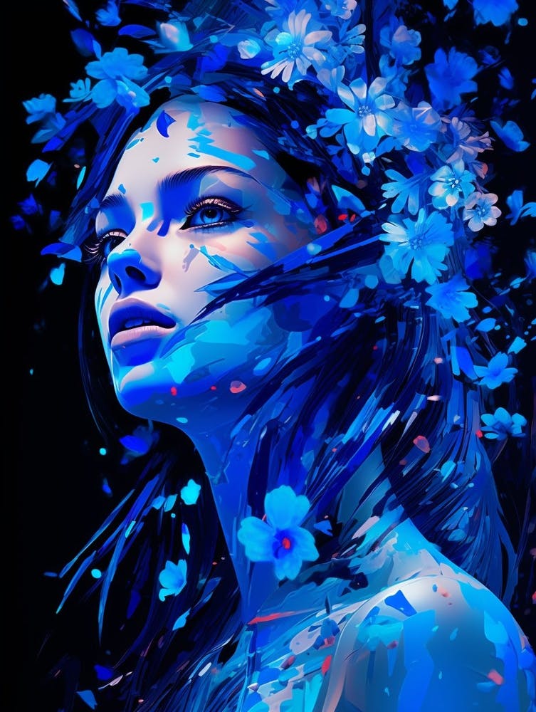 Digital Pixelation Abstract Geometry Lady 11