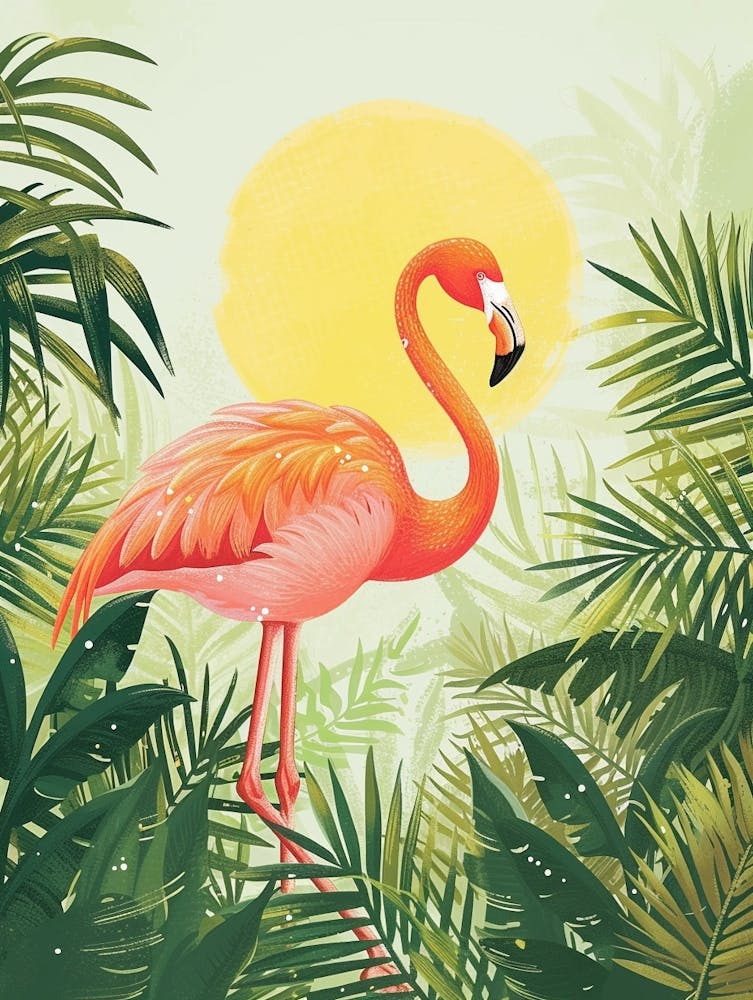 Großer Flamingo Südasien Indien Tropische Illustration 1