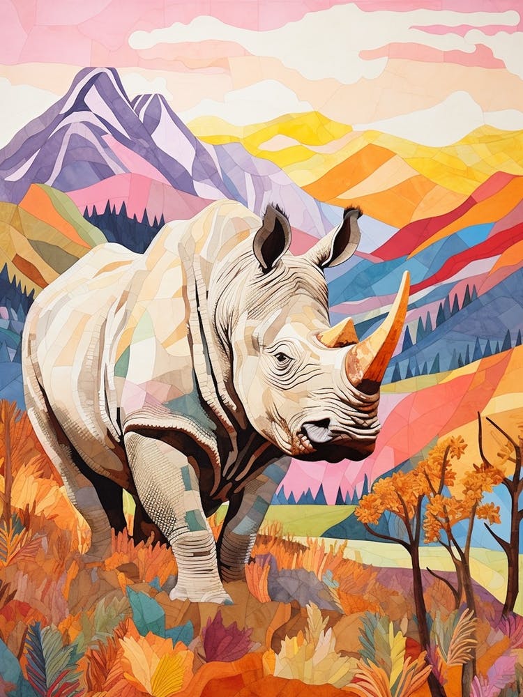 Buntes Nashorn mit Pflanzen 8