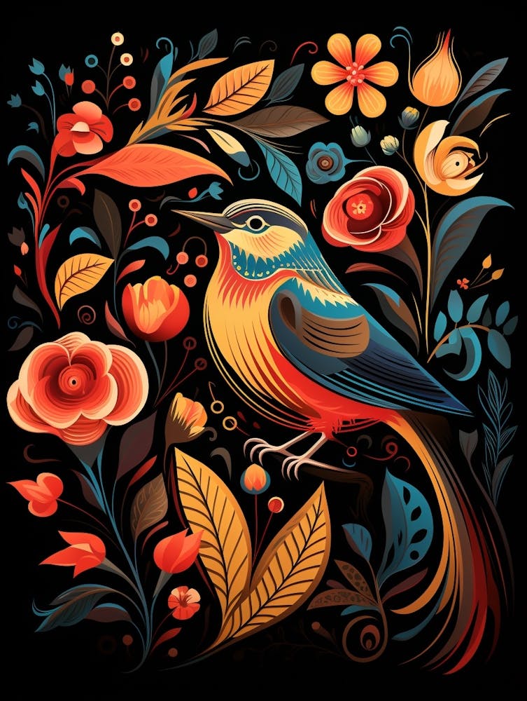 Folk Bird Illustration House Sparrow 2