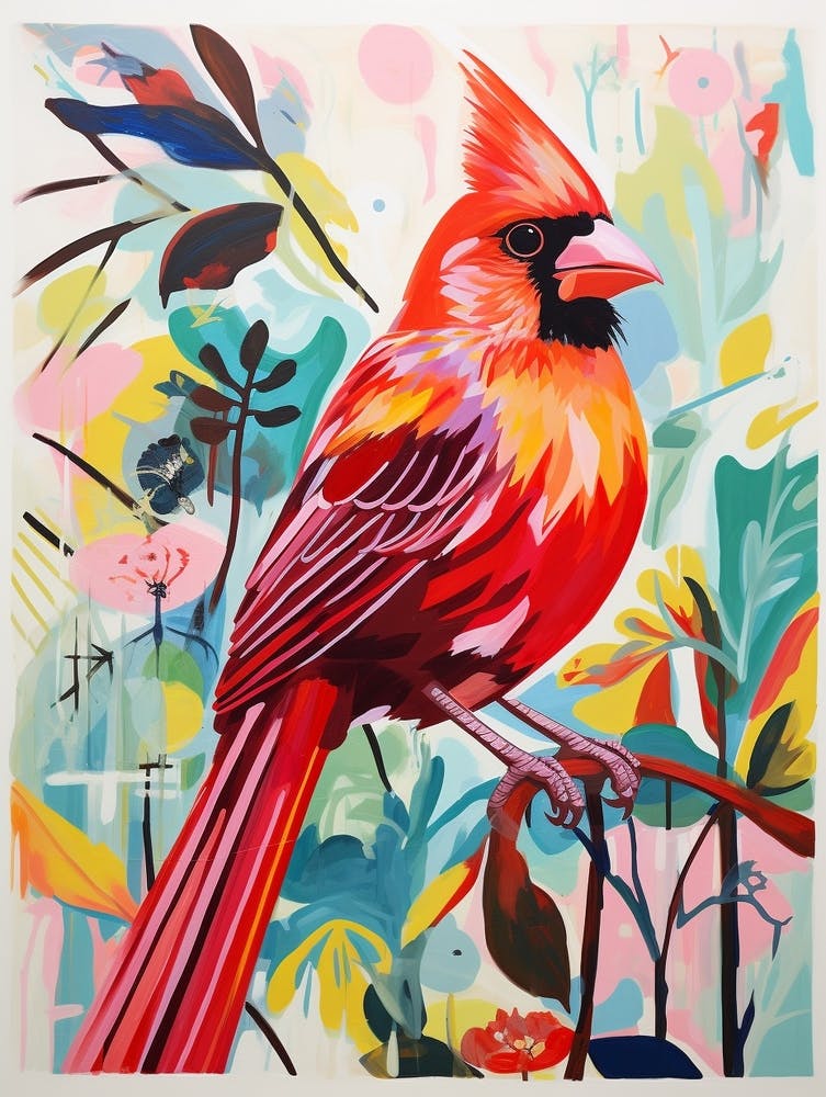 Colourful Bird Painting Cardinal 2