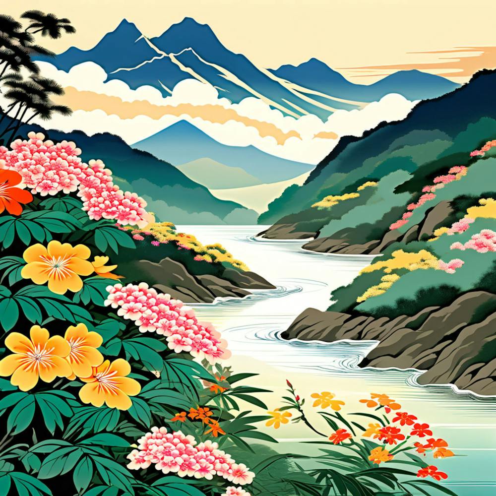 Peinture de Paysage Japonais