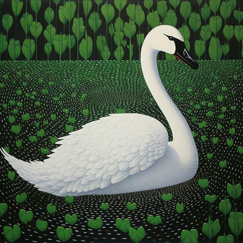 Ohara Koson Inspired Bird Painting Swan 3 Square