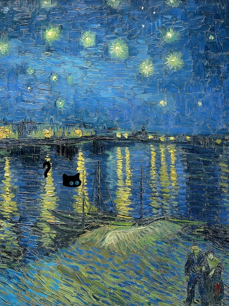 Black Cat Vincent Van Gogh S Starry Night Over The Rhone