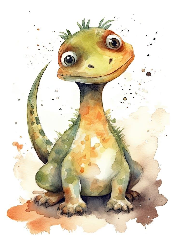 Parasaurolophus Niedlicher Dinosaurier Aquarell 6