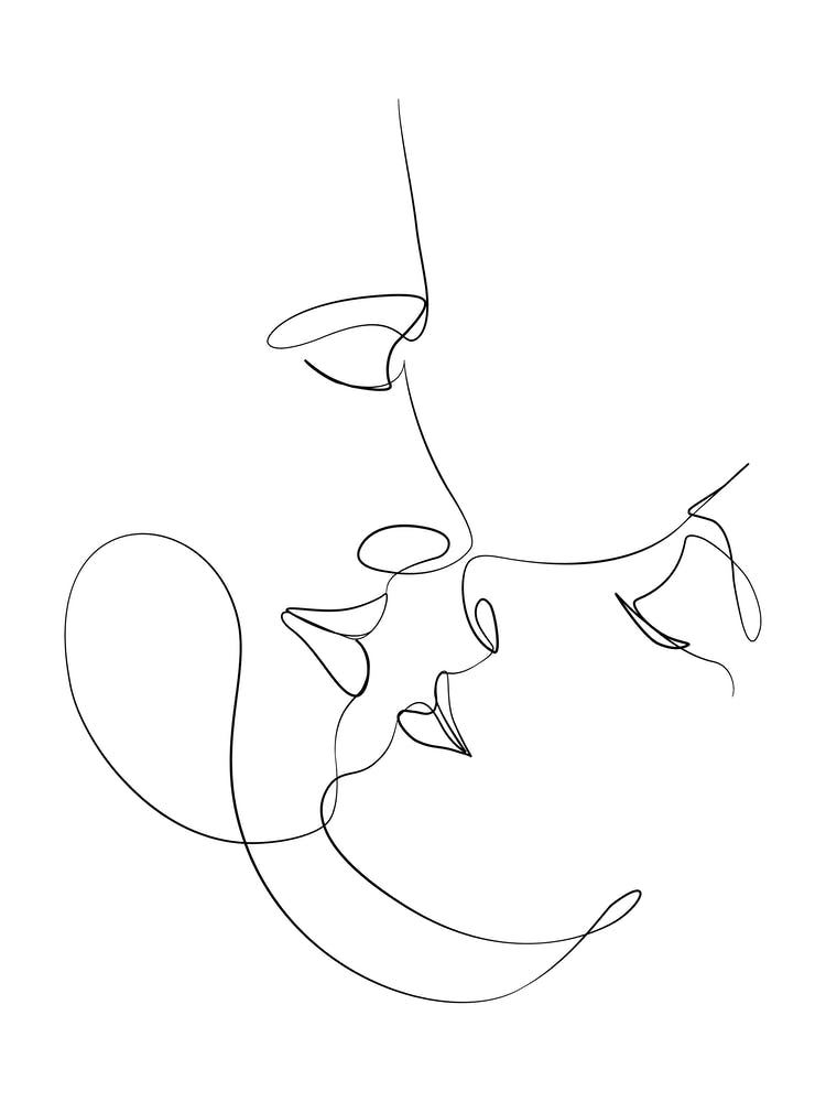 Couple Kissing One line drawing