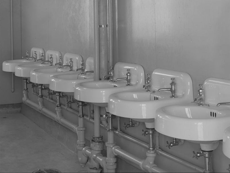 Wash Basins In One Of The Sanitary Units At The Migratory Labor Camp, Sinton Texas These Pictures Were Taken Befo