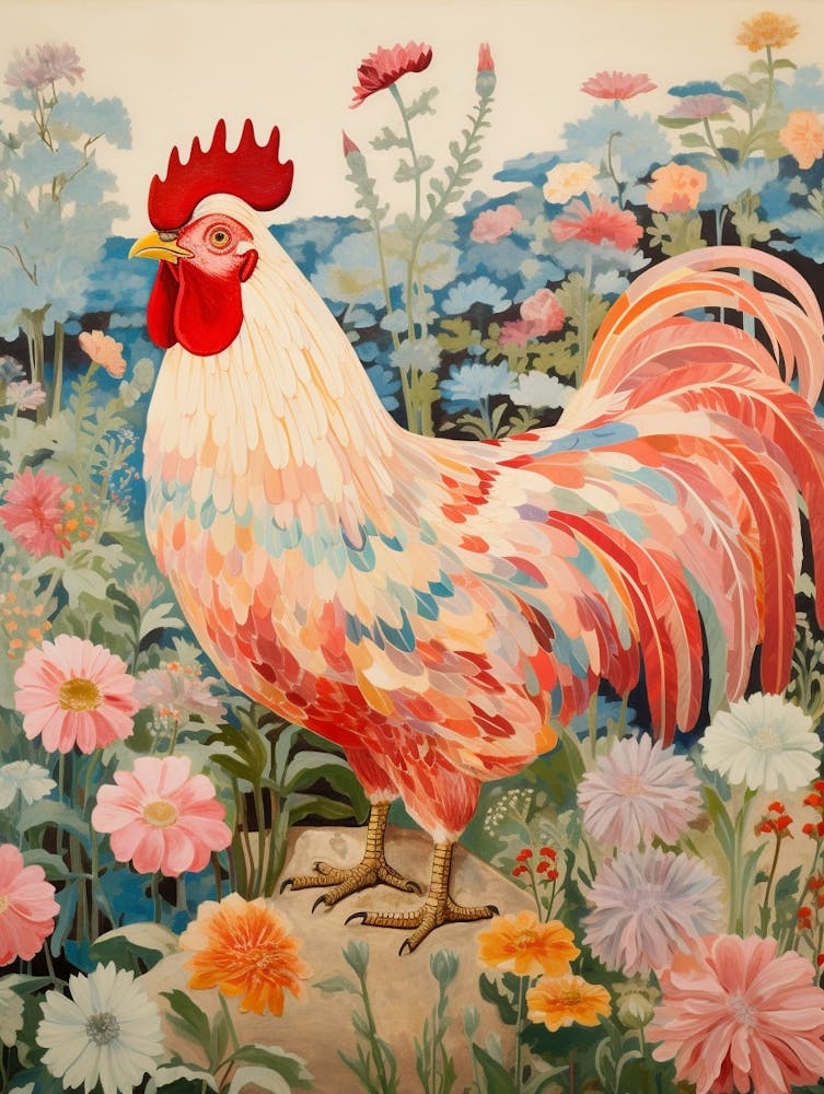 Chicken 3 Detailed Bird Painting