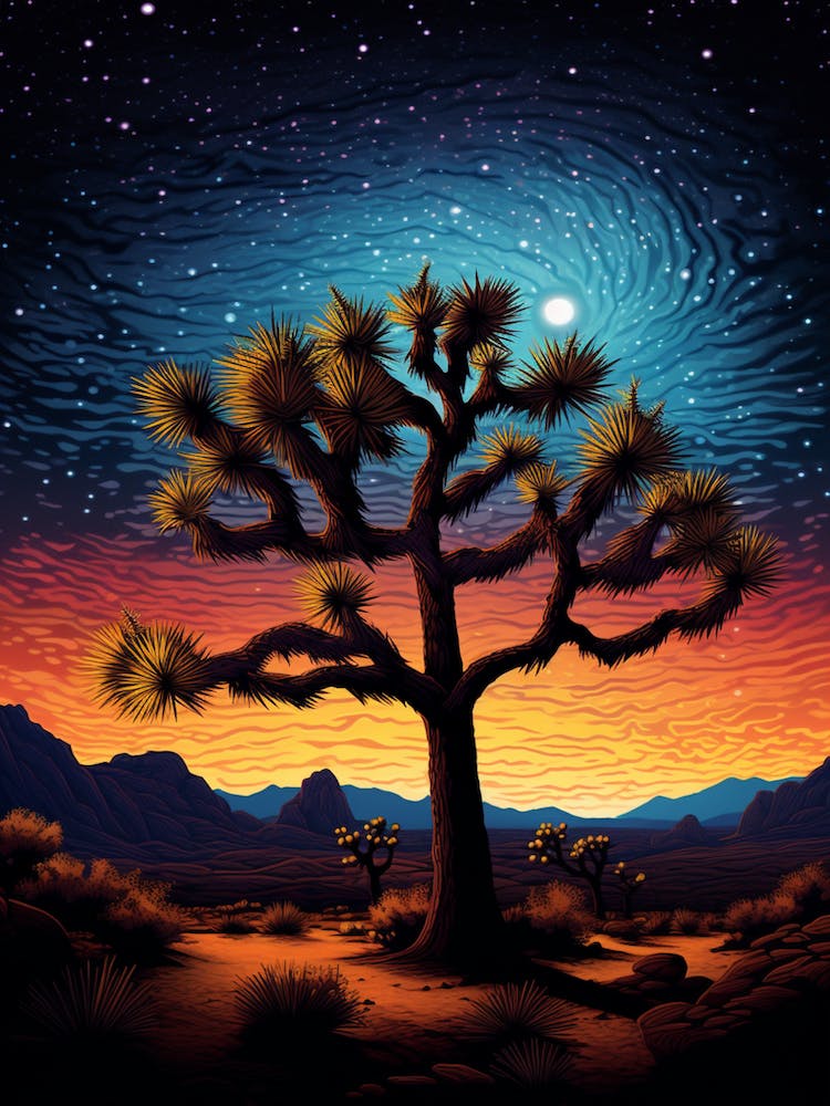 Joshua Tree With Starry Sky In Nat Viga Style (1)
