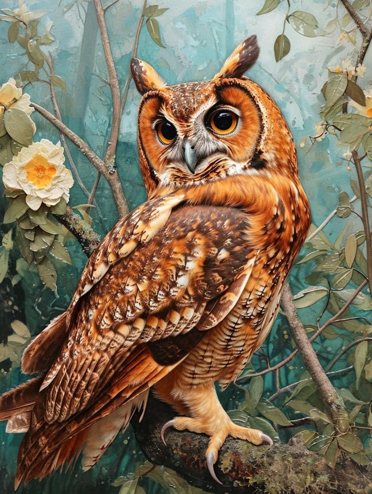 African Wood Owl Relief Illustration 4