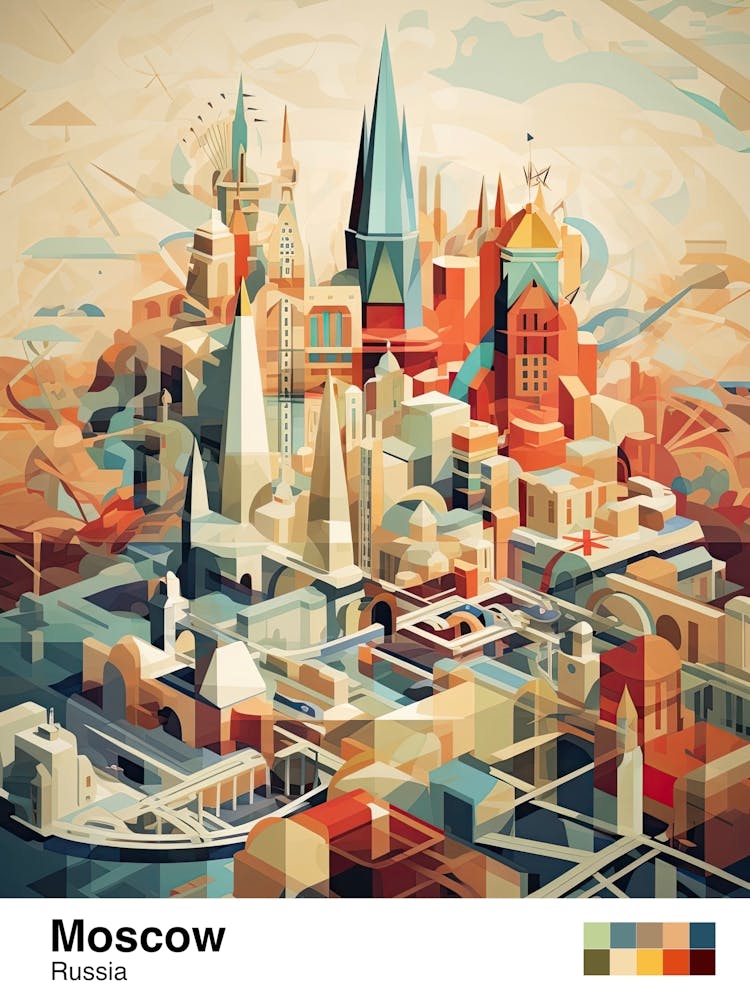 Moscow, Russia, Geometric Illustration 4 Poster