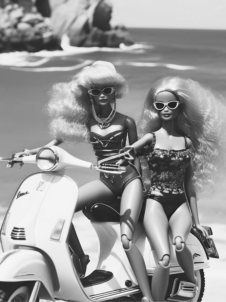 Barbies On A Moped
