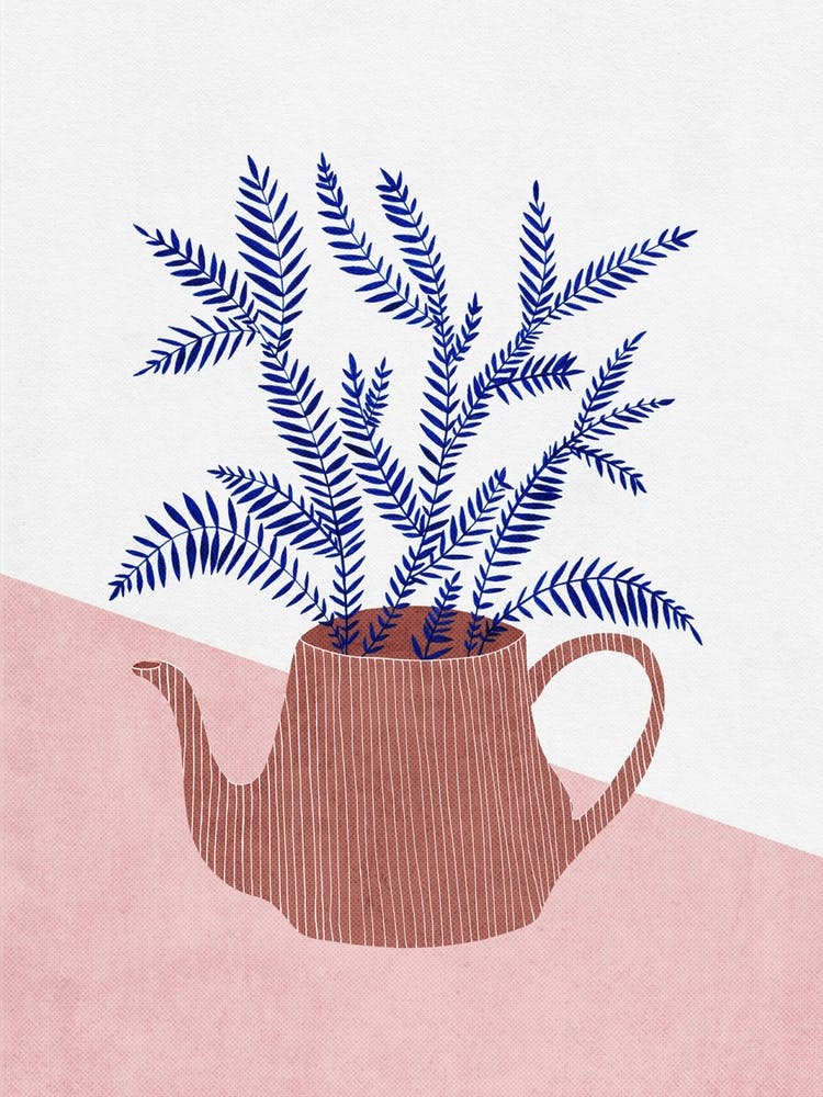 Teapot Planter – Botanical Illustration with Modern Flair
