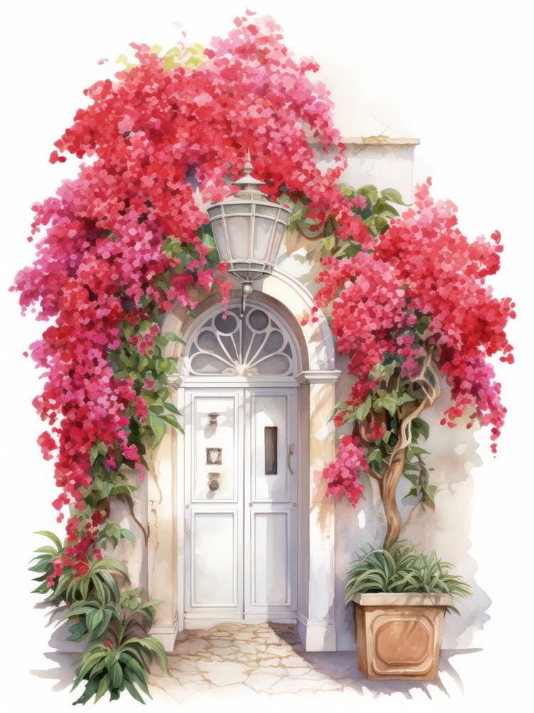 Naples, Italy   Mediterranean Doors Watercolour Painting 3